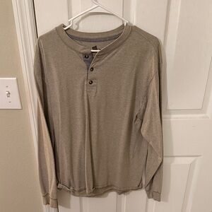 Men's Long Sleeve Henley Shirt - Beige